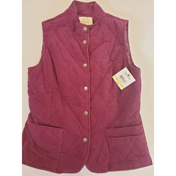 Relativity Jackets & Blazers - Relativity Womens Petite Quilted Corduroy Vest Vintage Rouge Purple RE1F024P PM